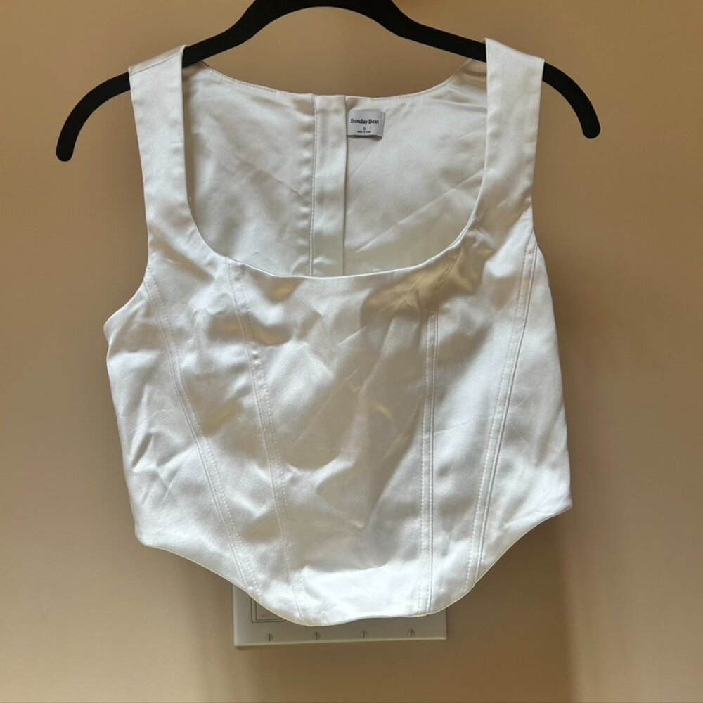 Sunday Best White Cropped Square-Neck Tank Top